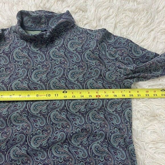 Vintage 90s LL Bean Womens Mock Neck Long Sleeve Purple Paisley Shirt Small - Picture 6 of 10